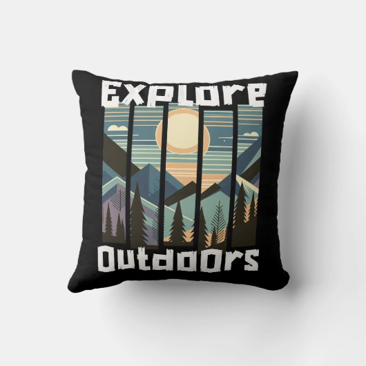 Explore Outdoors Landschafts Grafik クッション (裏面)