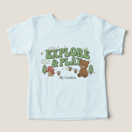 Explore & Play T-Shirt, Groovy Retro Forest Bear C (デザイン正面)