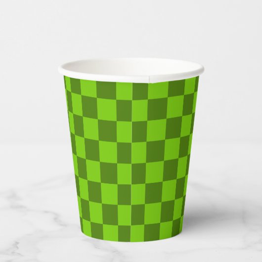 Explore the Elegance of Green Checkerboard Pattern 紙コップ (右)