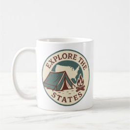 Explore the States Retro Camping Design コーヒーマグカップ