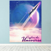 Explore the Universeヴィンテージ宇宙ポスター キャンバスプリント (インサイチュ (ウッドフロア))