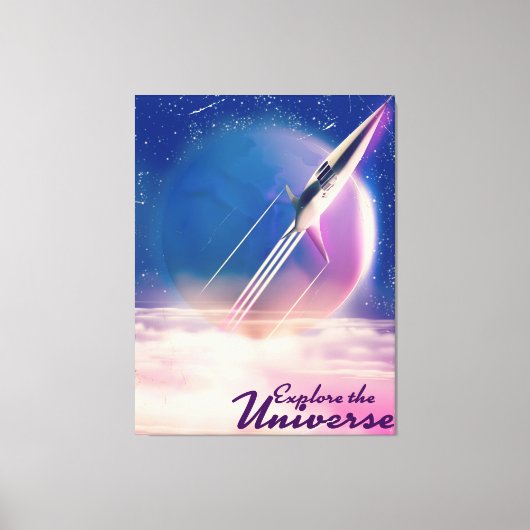 Explore the Universeヴィンテージ宇宙ポスター キャンバスプリント (正面)