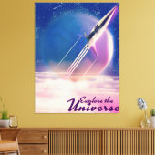 Explore the Universeヴィンテージ宇宙ポスター キャンバスプリント (インサイチュ (リビング))