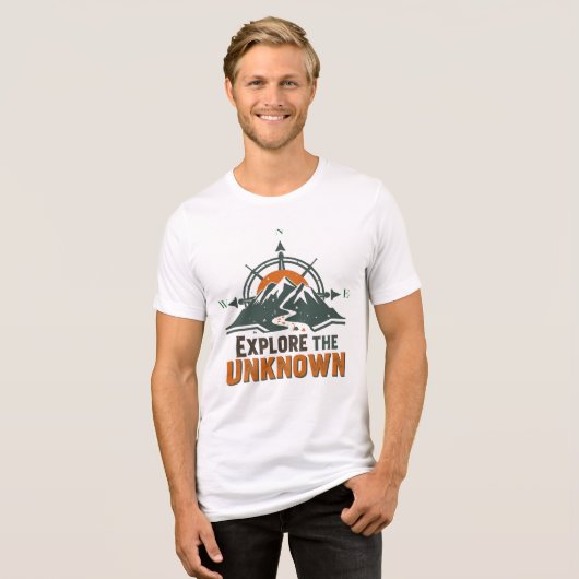 Explore the Unknown – Adventure Compass Mountain  トライブレンドＴシャツ (正面全面)