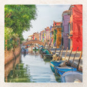 Explore the Vibrant Charm of Burano ガラスコースター (正面)