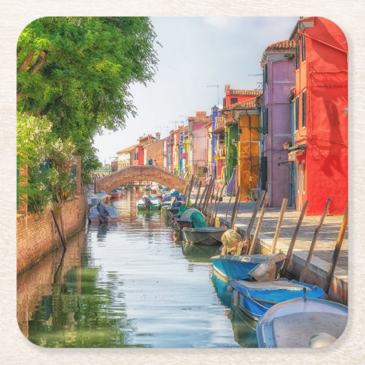 Explore the Vibrant Charm of Burano スクエアペーパーコースター (正面)