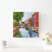 Explore the Vibrant Charm of Burano スクエア壁時計 (ホーム)