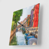 Explore the Vibrant Charm of Burano スクエア壁時計 (傾斜)
