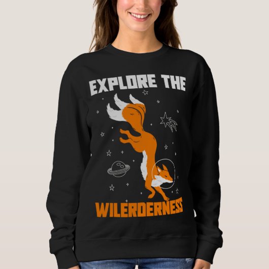 Explore The Wilderness Space Astronaut Fox スウェットシャツ (正面)