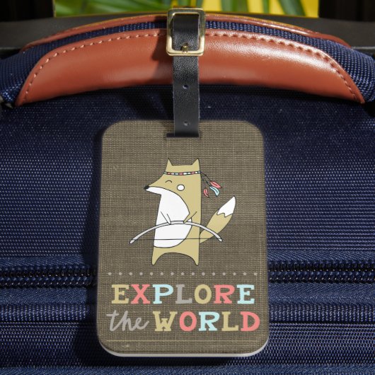 Explore the World Bohoキツネカスタマイズ可能な子供 ラゲッジタグ (正面インサイチュ2)