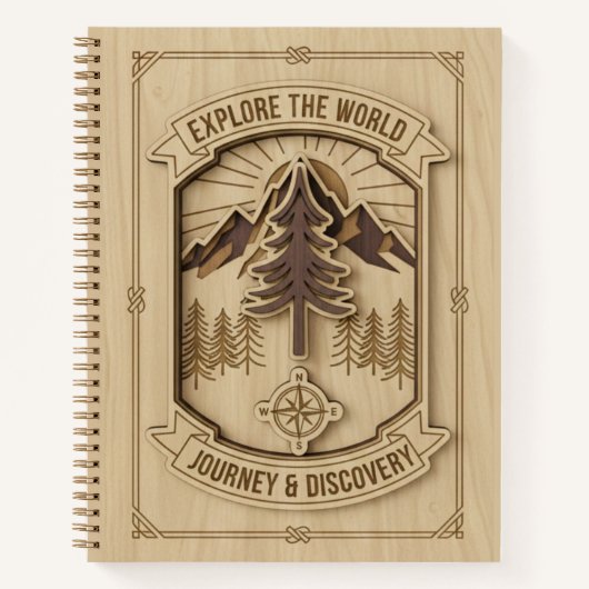 Explore the World Journey & Discovery Wood Carved  ノートブック (正面)