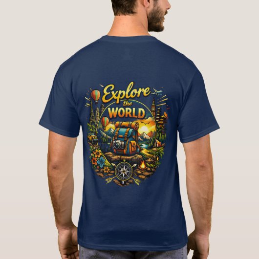 Explore The World – Travel Adventure Design Tシャツ (裏面)