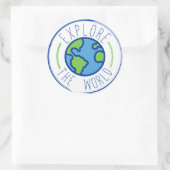 explore the world travel sticker ラウンドシール (バッグ)