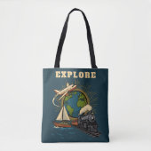 Explore the World Vintage Design トートバッグ (正面)