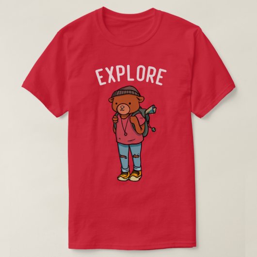 Explorer Backpacking Hiking Bear Premium 715  Tシャツ (デザイン正面)