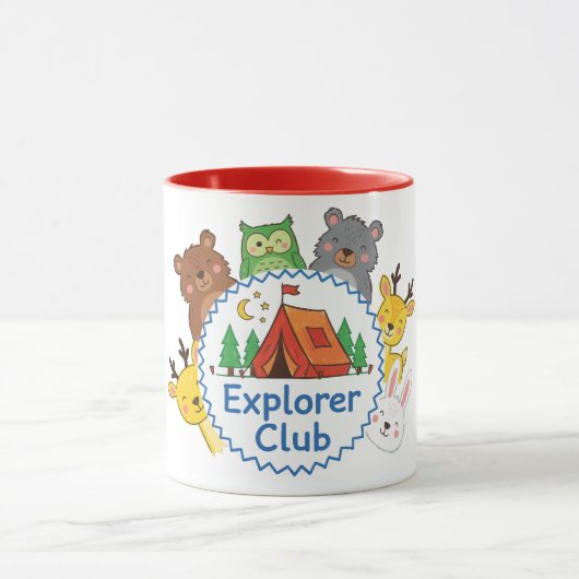 Explorer Club Kids Camping Animal Art マグカップ (中央)