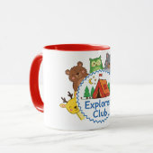 Explorer Club Kids Camping Animal Art マグカップ (正面左)