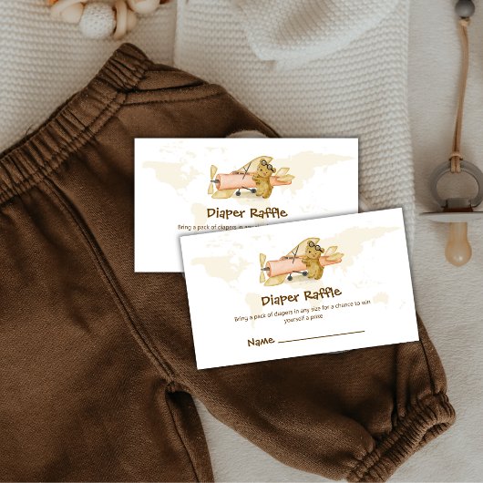 Explorer Map Airplane Diaper Raffle Baby Shower  エンクロージャーカード