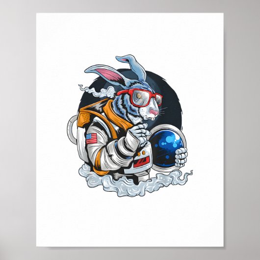 Explorer Spaceman、Nerdy Bunny宇宙飛行士宇宙 ポスター (正面)