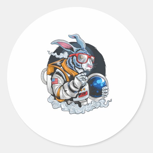 Explorer Spaceman、Nerdy Bunny宇宙飛行士宇宙 ラウンドシール (正面)