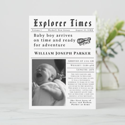Explorer Times Newborn Birth 案内状 (スタンド正面)