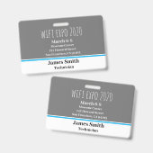 Expo ID水平グレー、白、青 バッジ (正面＆裏面)