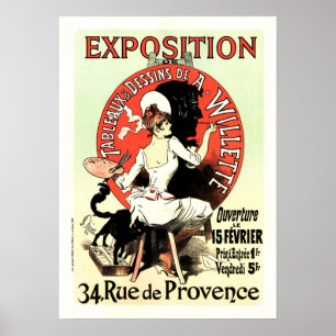 EXPOSITION Painting Ad Jules Cheret Vintage French ポスター