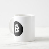 Express®曖昧なBitcoinの黒いロゴ コーヒーマグカップ (正面左)