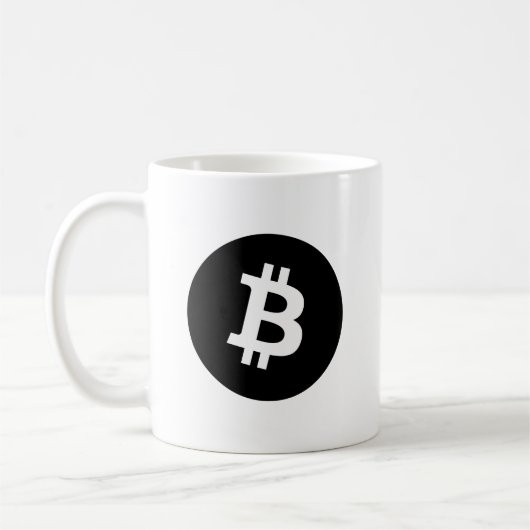 Express®曖昧なBitcoinの黒いロゴ コーヒーマグカップ (左)