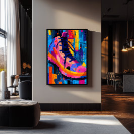Expressionistジオメトリスニーカー鮮やか、通りアート ポスター