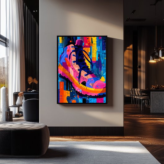 Expressionistジオメトリスニーカー鮮やか、通りアート ポスター