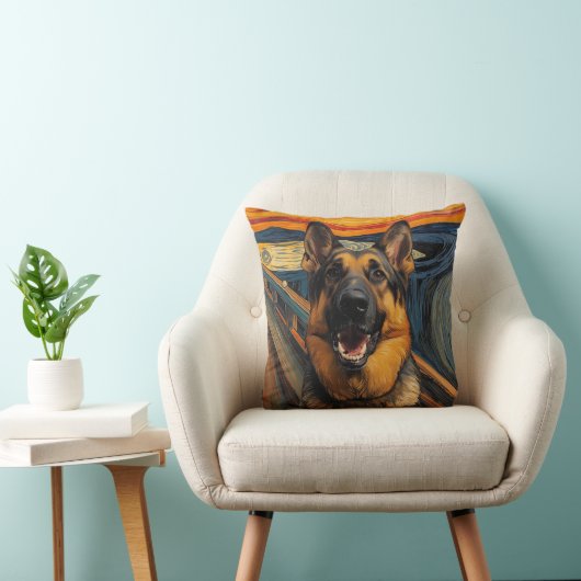 Expressionist Angst Painting German Shepherd クッション (椅子)