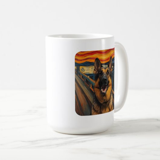 Expressionist Angst Painting German Shepherd コーヒーマグカップ (正面右)