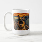 Expressionist Angst Painting German Shepherd コーヒーマグカップ (左)