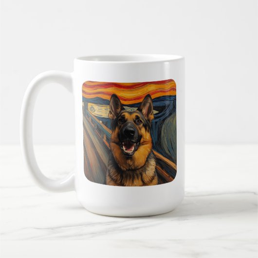 Expressionist Angst Painting German Shepherd コーヒーマグカップ (左)