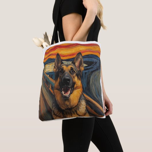 Expressionist Angst Painting German Shepherd トートバッグ (クローズアップ)