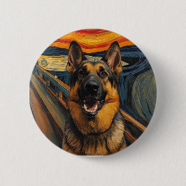 Expressionist Angst Painting German Shepherd 缶バッジ