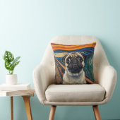 Expressionist Angst Painting–Inspired Pug Art クッション (椅子)