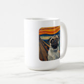 Expressionist Angst Painting–Inspired Pug Art コーヒーマグカップ (正面右)