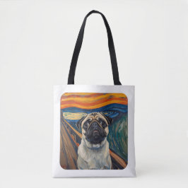 Expressionist Angst Painting–Inspired Pug Art トートバッグ