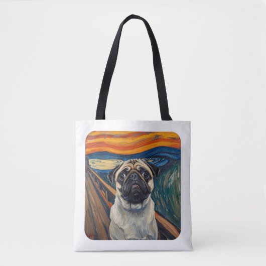 Expressionist Angst Painting–Inspired Pug Art トートバッグ (正面)