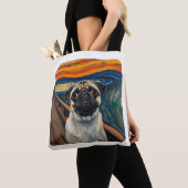 Expressionist Angst Painting–Inspired Pug Art トートバッグ (クローズアップ)