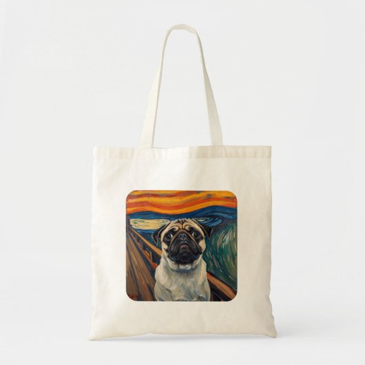 Expressionist Angst Painting–Inspired Pug Art トートバッグ (正面)