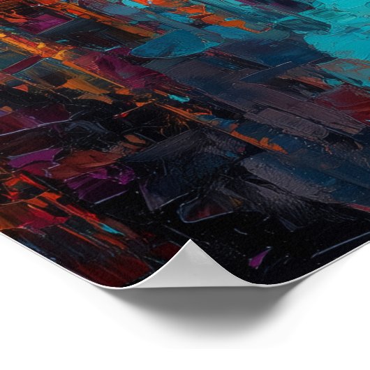 Expressionist Barcelona Skyline Vibrant Cityscape  ポスター (角)