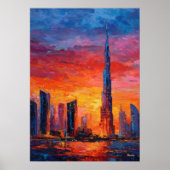 Expressionist Dubai Skyline Vibrant Modern City ポスター (正面)