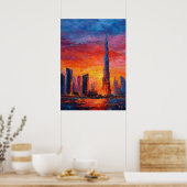 Expressionist Dubai Skyline Vibrant Modern City ポスター (キッチン)