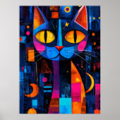 Expressionist Geometry Cat Poster - 鮮やか Art ポスター (正面)