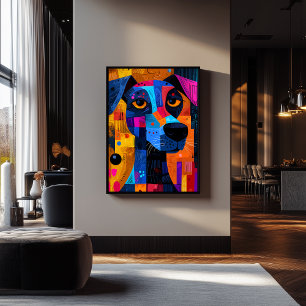 Expressionist Geometry Dog - 鮮やか抽象芸術・アート ポスター