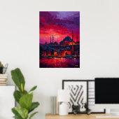 Expressionist Istanbul Skyline Vibrant City ポスター (ホームオフィス)