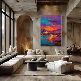 Expressionist Sydney Skyline Vibrant Harbor City ポスター